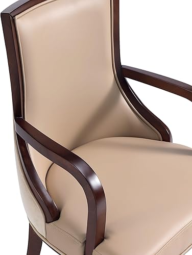 Miniatura 5 de Manhattan Comfort Grand - Silla de comedor de piel sintética con brazos, asiento acolchado con respaldo de ala, costuras rectangulares finas y marco