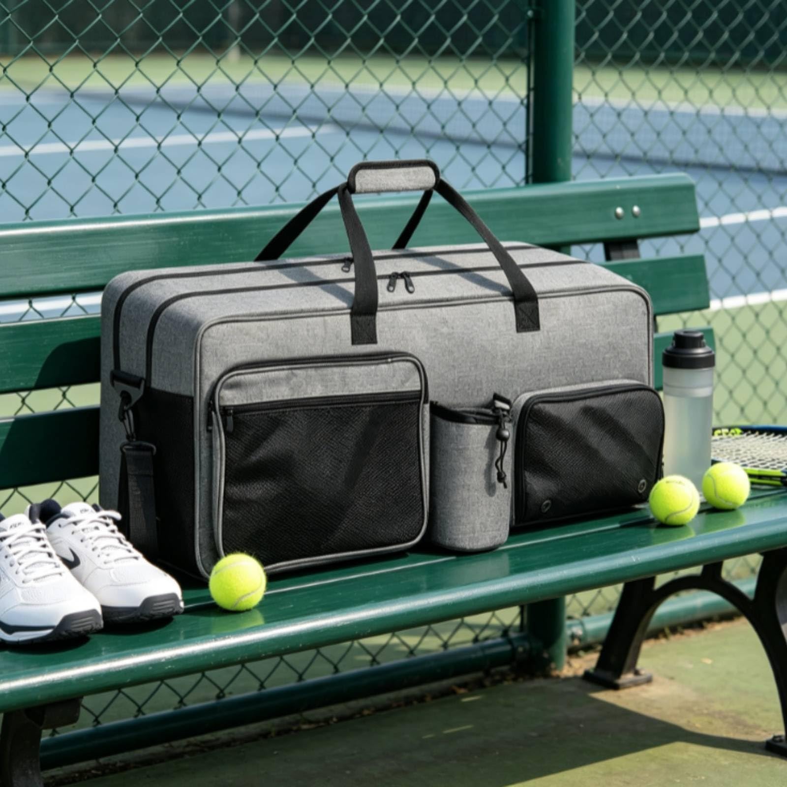 Baoblaze Carrier Borsa Racket Bag Borsone Sportivo Porta Racchette con Scomparto Scarpe Ventilato Cuciture Rinforzate Spallaccio Regolabile Fondo Impermeabile Adatta per Tornei Campo Palestra