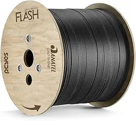 CABO FIBRA ÓPTICA 1FO BOBINA COM 1 KM DROP FLAT PRETO - PN1FOLFSH01 FLASH - PCYES