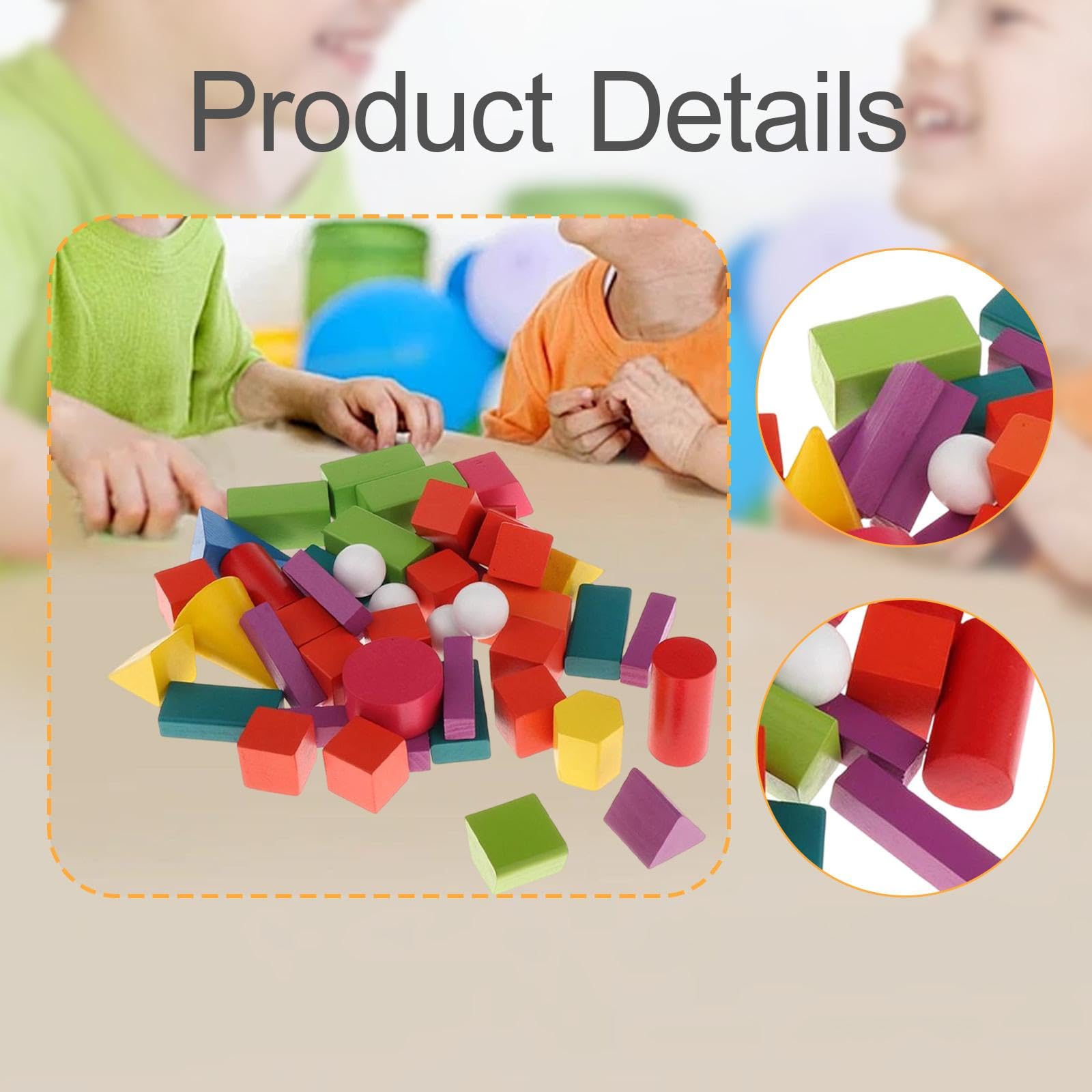 perfeclan 45 solides géométriques en bois - Jouets éducatifs pour l'enseignement primaire, la maternelle et le préscolaire - Manipulation mathématique -