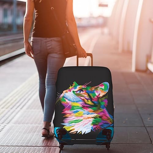 Miniatura 7 de Funda elástica lavable para maleta, antiarañazos, funda para maleta de viaje para niños y adultos, Lindo gato 1