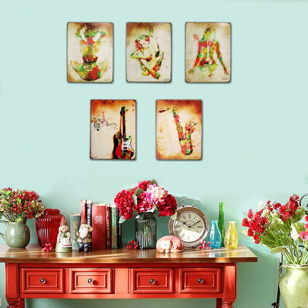 CREATCABIN Muziek spreekt borden tinnen plaat waar woorden falen muziek spreekt vintage metalen bord gitaar retro plaquette binnen buiten muurdecoraties voor familie huis hotel winkel deur decor, 20 x CREATCABIN Muziek spreekt borden tinnen plaat waar woorden falen muziek spreekt vintage metalen bord gitaar retro plaquette binnen buiten muurdecoraties voor familie huis hotel winkel deur decor, 20 x