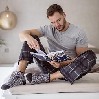 HEAT HOLDERS - Mens Turnover Warm Thermal Fleece Lined Bed Socks with Non Slip Rubber Grips
