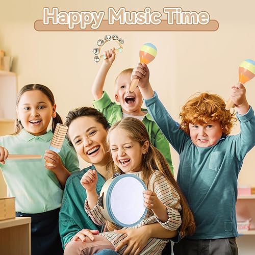 Miniatura 7 de Instrumentos musicales para niños pequeños, juguetes musicales de madera Montessori para bebés de 1 a 3, INLAIER Instrumentos de percusión para
