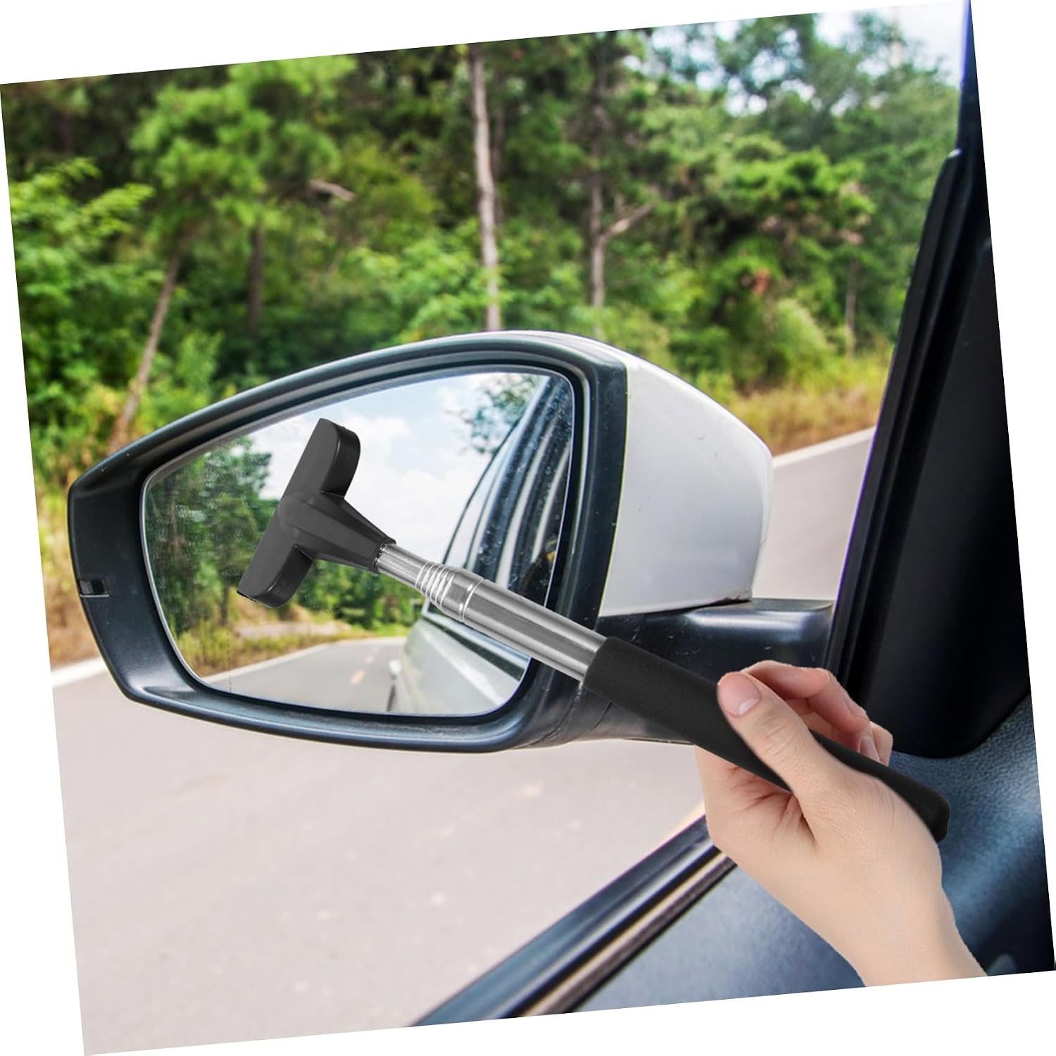 Unomor Telescopic Car Rearview Mirror Wiper Efficient Windshield Squeegee for Quick Water Removal Durable Design Prevents Fogging for Visibility Conditions