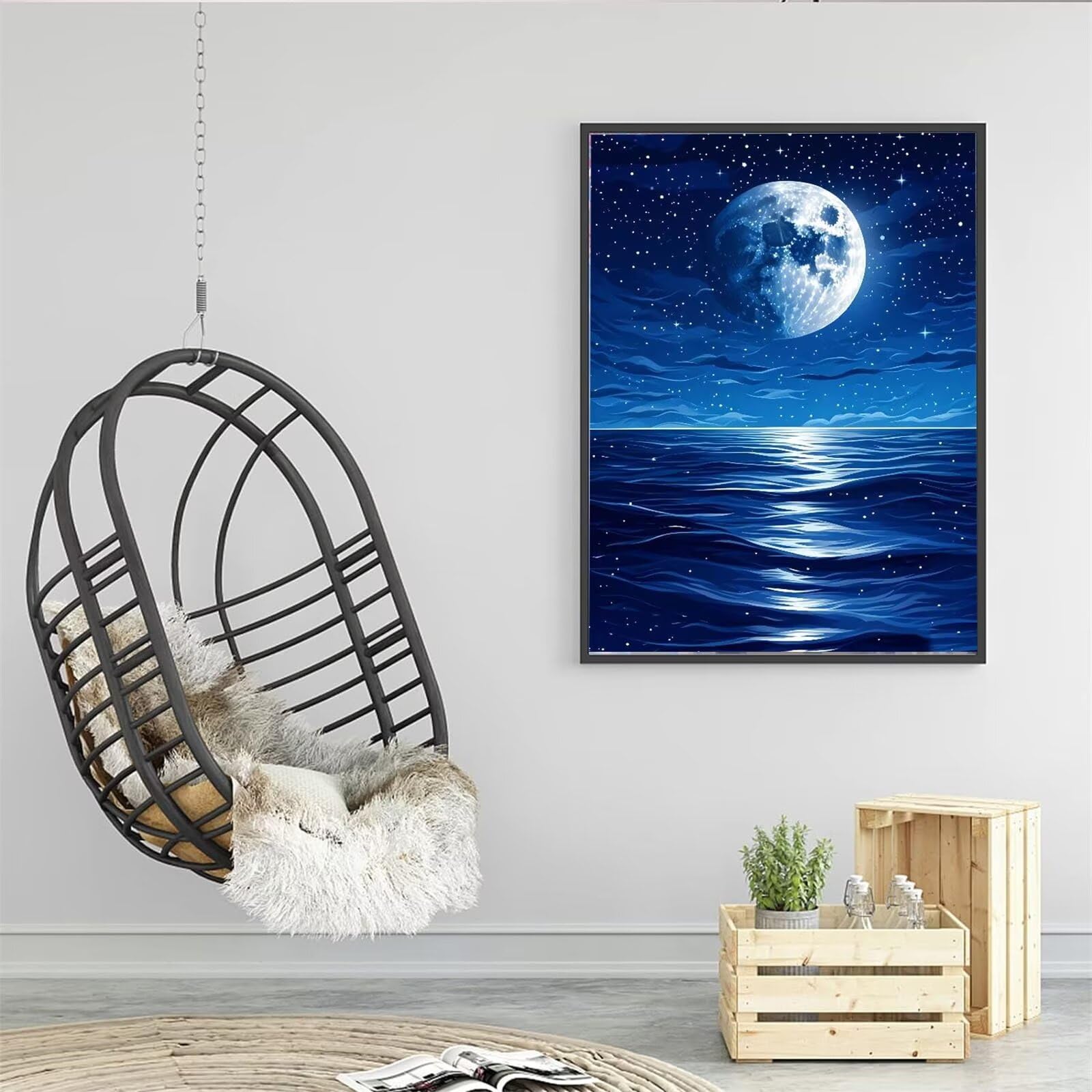WISKALON Pintura Por Números Luna – Kit De Óleo DIY Lienzo 16×20″ Con Pinceles Y Pinturas, Sin Marco