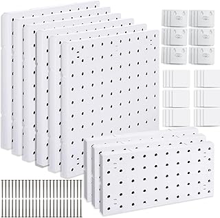 9 Pieces Pegboard Wall Organizer Mount Display Pegboard Wall Panel Kits DIY Pegboard Tool Organizers with Accessories for ...