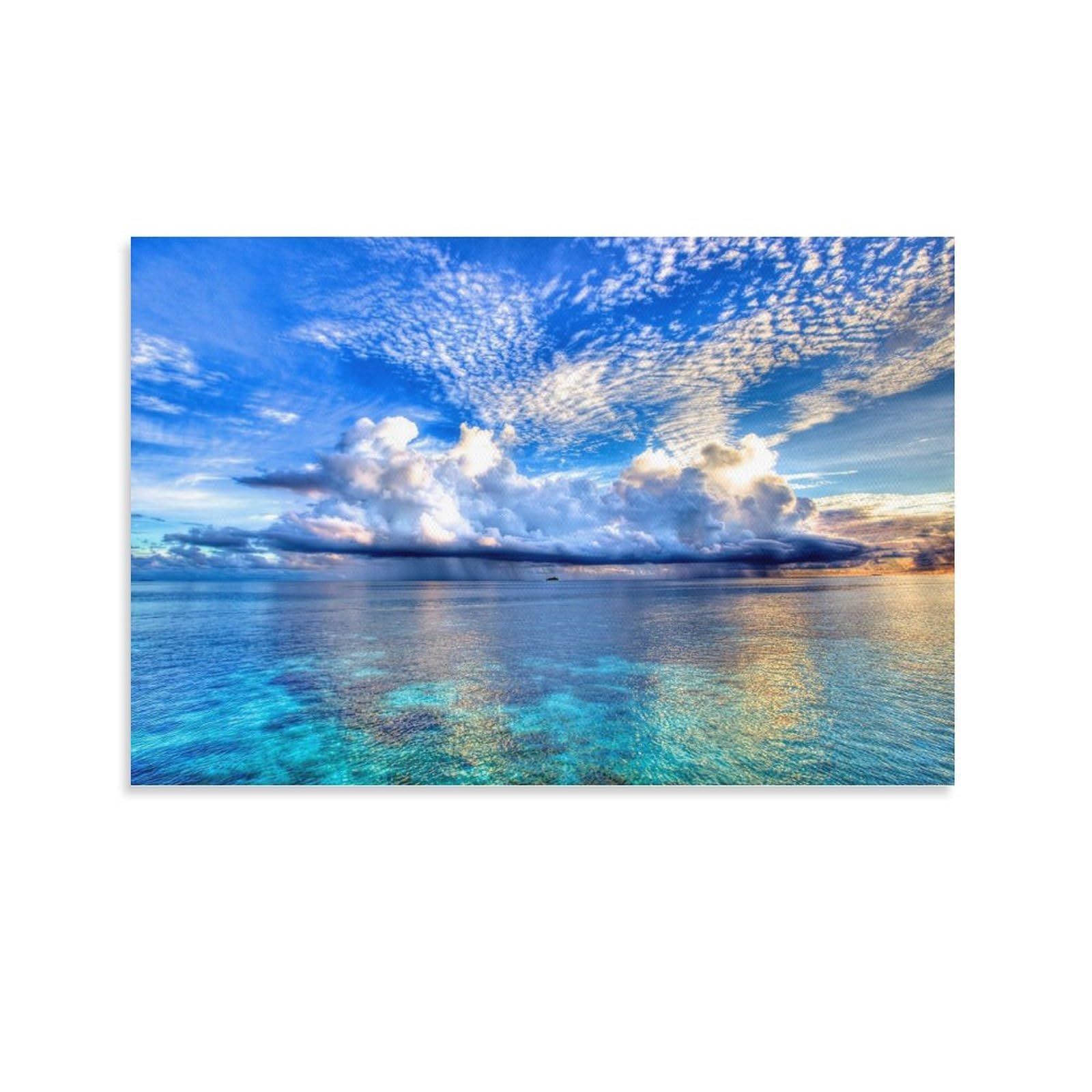 Amazon.co.jp: 青空 きれい 白い雲 風景写真 海 風景写真 夕日