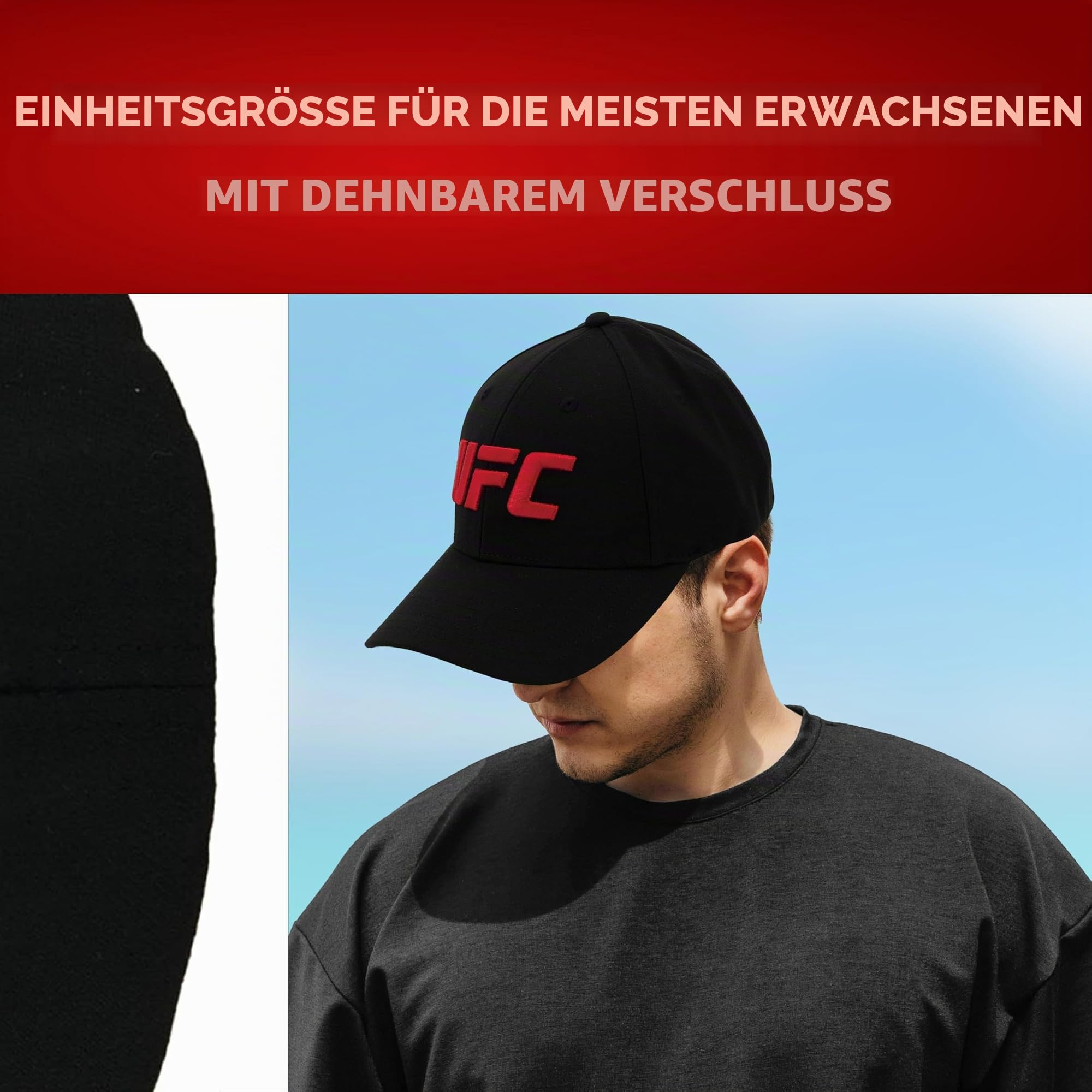 Concept One Unisex UFC Baseballmütze, 6 Paneele, Flex-Fit, aktive Sportkappe mit gebogener Krempe, Baseballkappe
