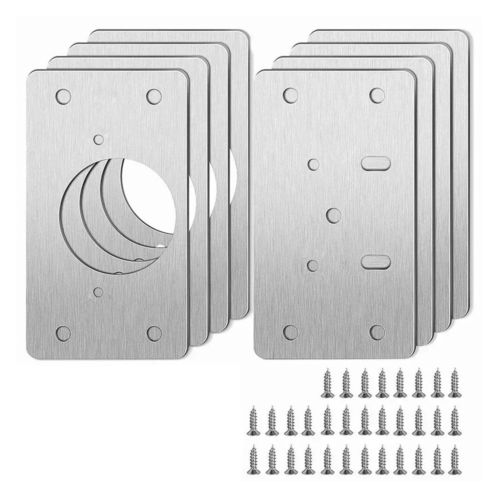 Meytxoa 4 Pair Hinge Repair Plate Repair Plate Hinge Door For Cabinet Close Hinges Cupboard Fixing Kitchen Tool Stainless Steel Board Technology(4 Pair)