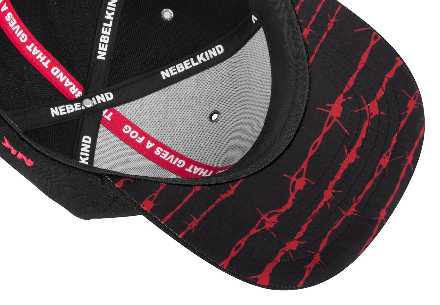 Nebelkind Casquette Snapback-Hommes Femmes Barbed Wire 2 Noir Rouge, Taille Unique onesize, Taille réglable, Unisexe, Style Streetwear, Casquette de Baseball avec visière Droite, Retro