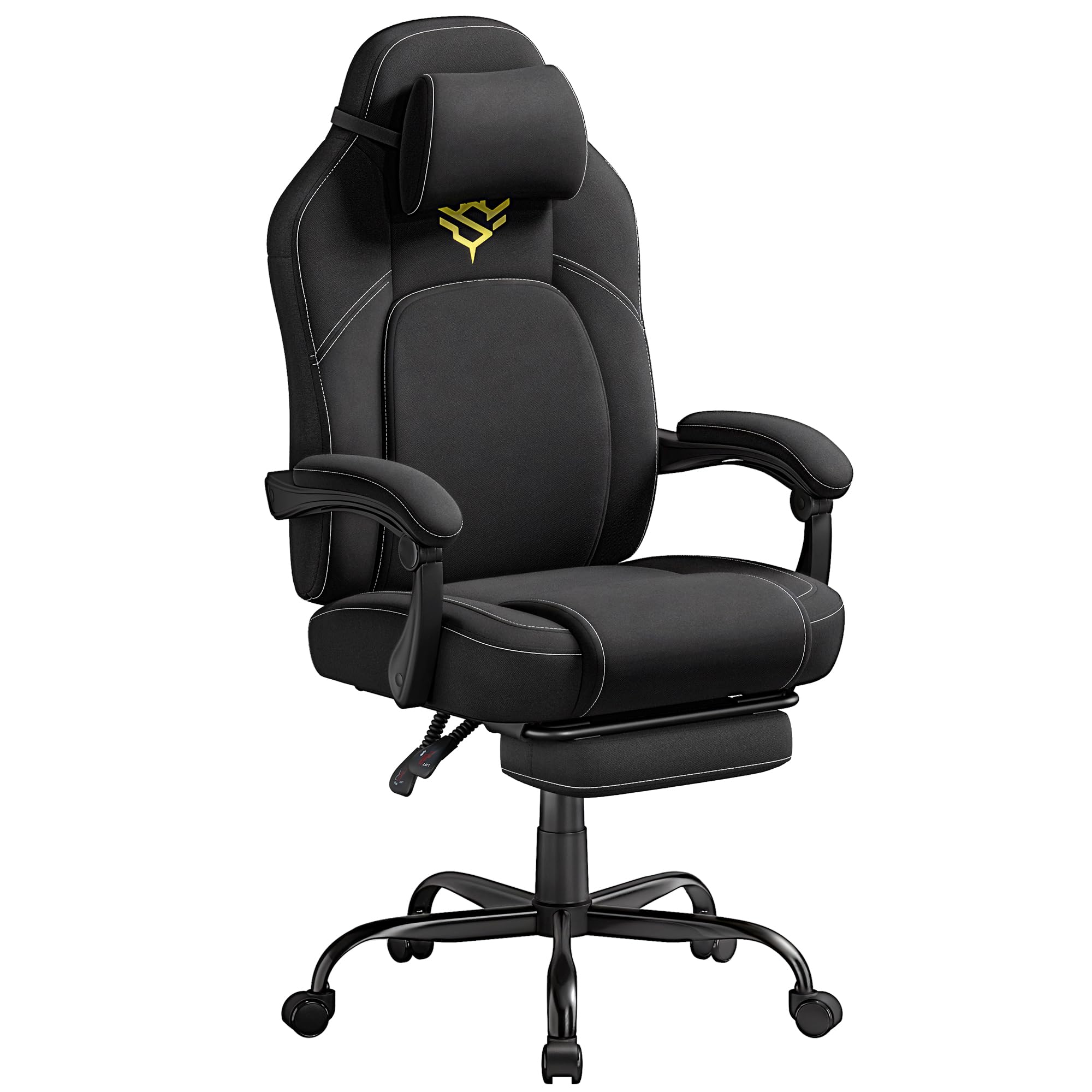 SONGMICS HOME Sedia da Gaming Ergonomica per Computer Con Poggiapiedi e Poggiatesta, Pelle Sintetica, Altezza Regolabile, Nero Inchiostro OBG072B01 | CATHY OBG072B01 - Sedia da ufficio girevole con poggiatesta, in poliuretano, regolabile in altezza, color