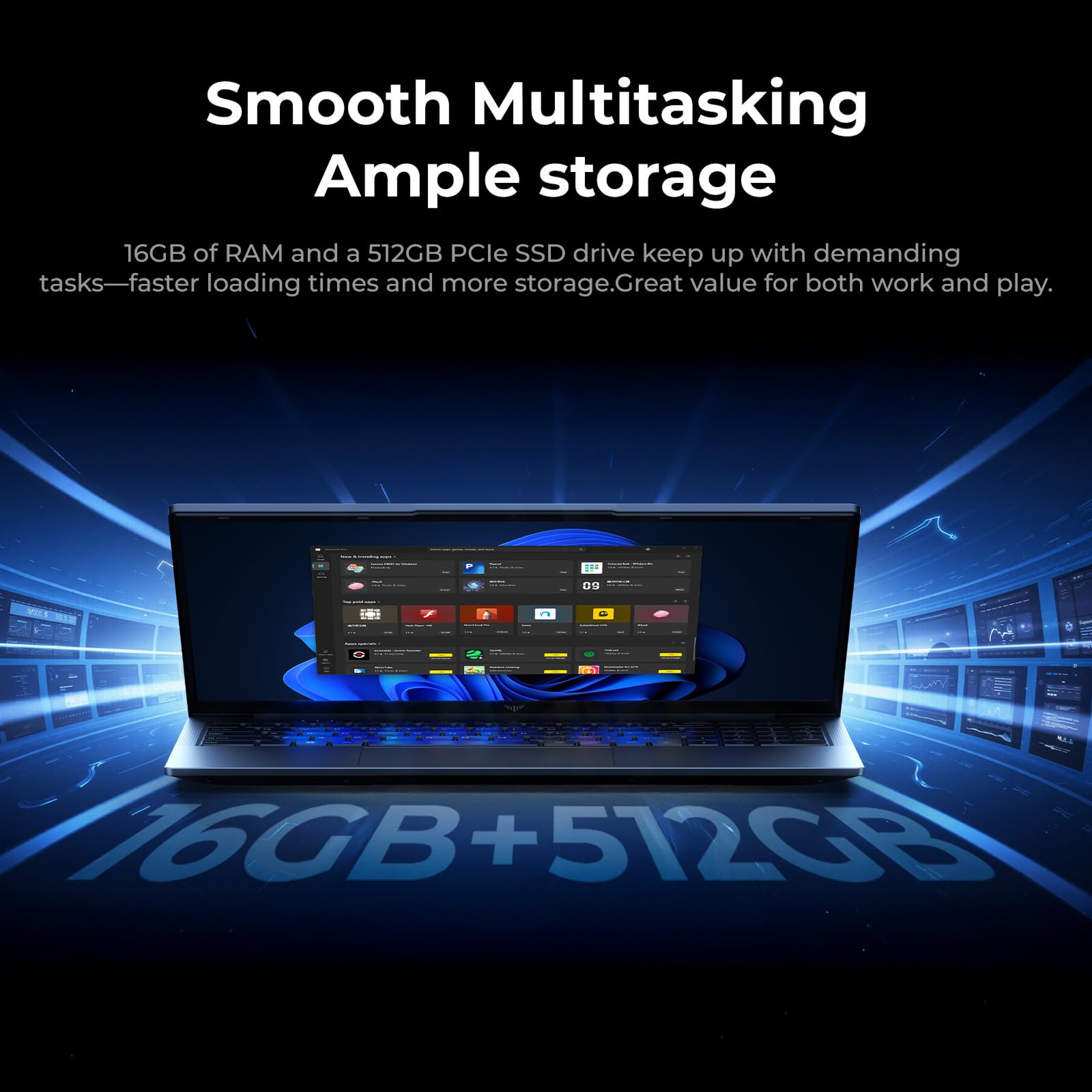 15,6" FHD PC Portatile Ryzen 4300U Fino a 3,7 GHz 16GB RAM 512GB SSD Studia | Tivique Computer Portatile 180° Pieghevole, Radeon Vega 5, Webcam 1MP, USB3,2, Type-C, BT5,2, HDMI, Laptop Ufficio Domestico