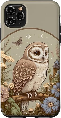 Funda para iPhone 11 Pro Max con diseño de búho floral para niñas y mujeres