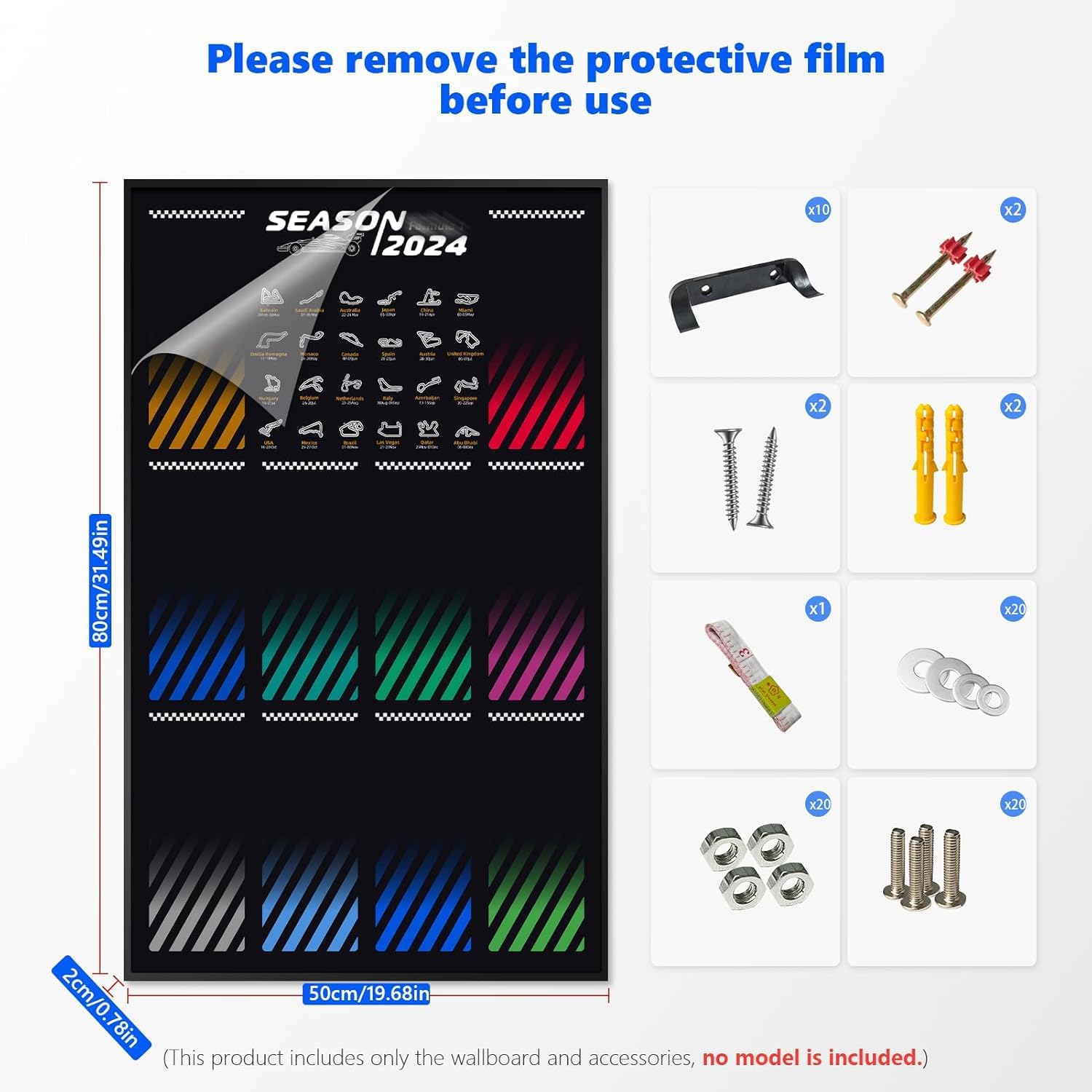 Condition photo showing New/Like New for WETCEAOM Display Wallboard Compatible with Lego F1 Speed Champions 10-in-1 Car 77242,77243,77244,77245,77246,77247,77248,77249,77250,77251, Ideas for Car Wall Mount Frame Lover, No Model (with Hook) Black