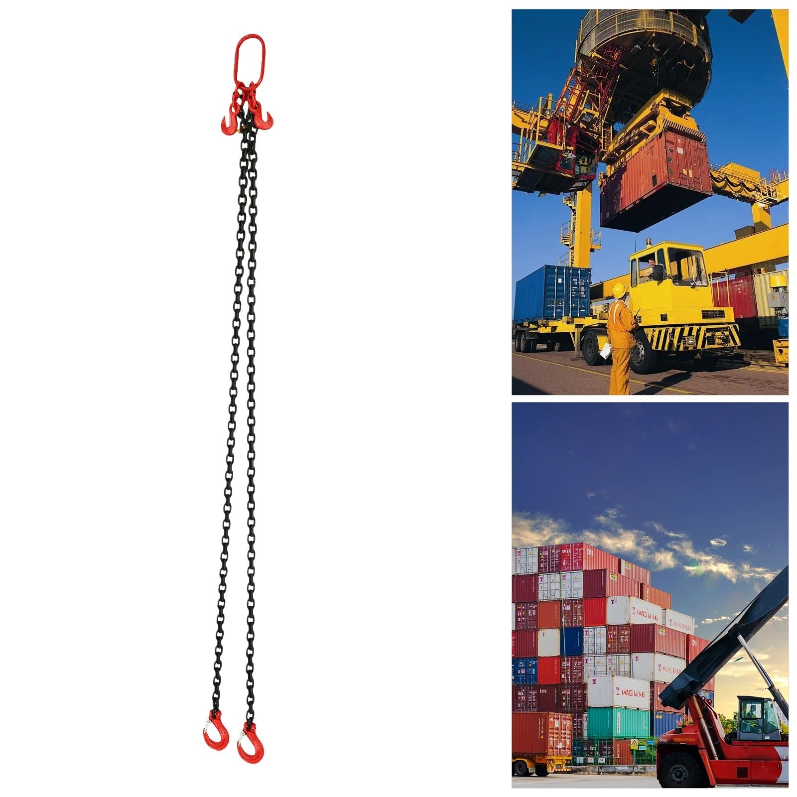 Argani elettrici Gancio per catena G80, 2 M, trefolo, catene di arresto, 8 mm, gru, alta resistenza, trasporto carichi 2T, 200 X 15 9 cm Gru per motori