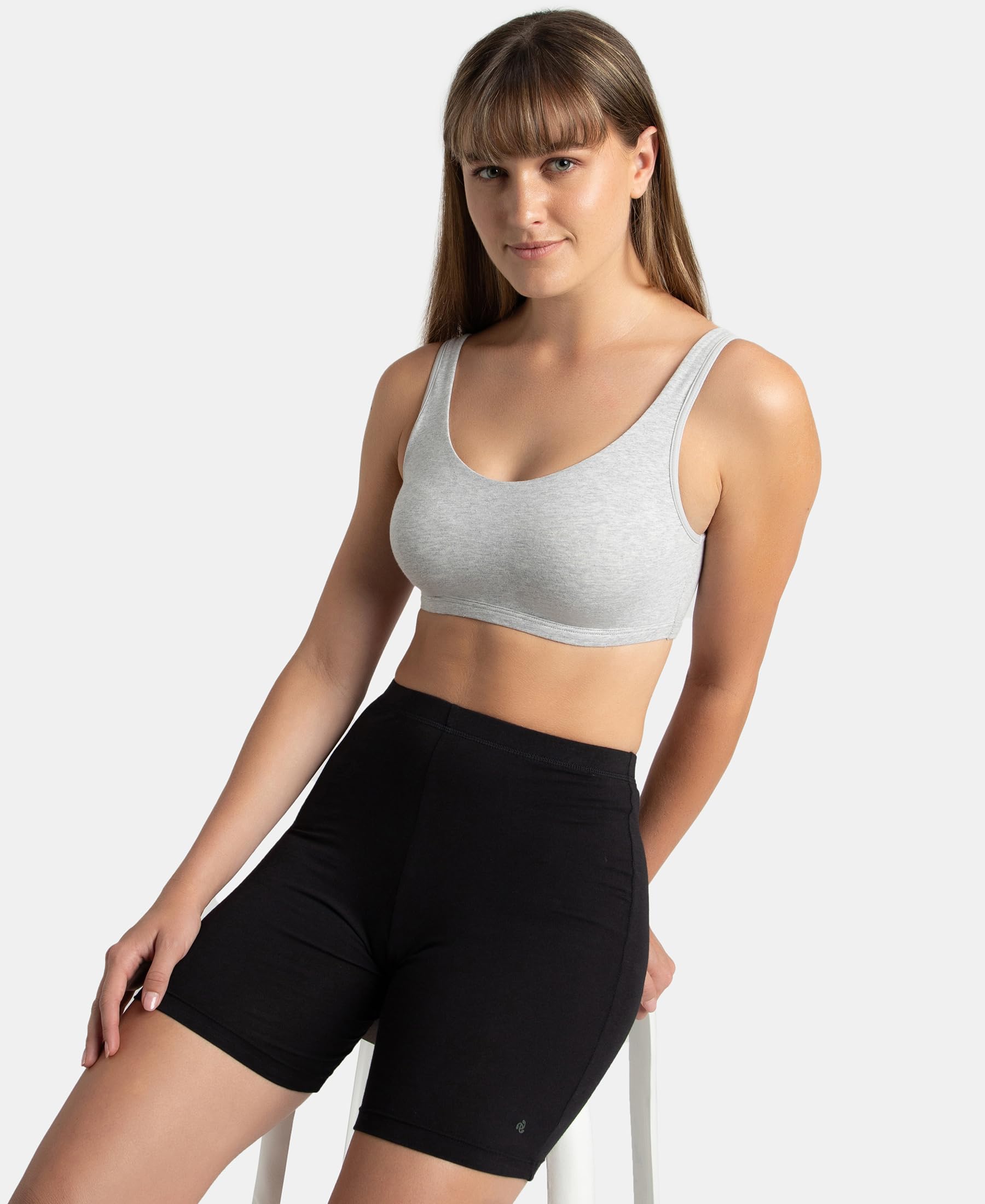 Jockey Women's Crop Top 1550_Steel Grey Melange_XL - Image 6 thumbnail