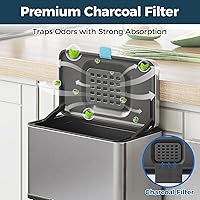 Vista 4 de Basurero Colgante de Acero Inoxidable con Tapa y Cubo Interior, Contenedor de Compost de Cocina de 1 Galón para Encimera, Debajo del Fregadero