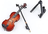 Vista 6 de Violín en miniatura de madera con soporte, arco y estuche, mini instrumento musical, réplica de violín, figuras coleccionables, accesorios de casa