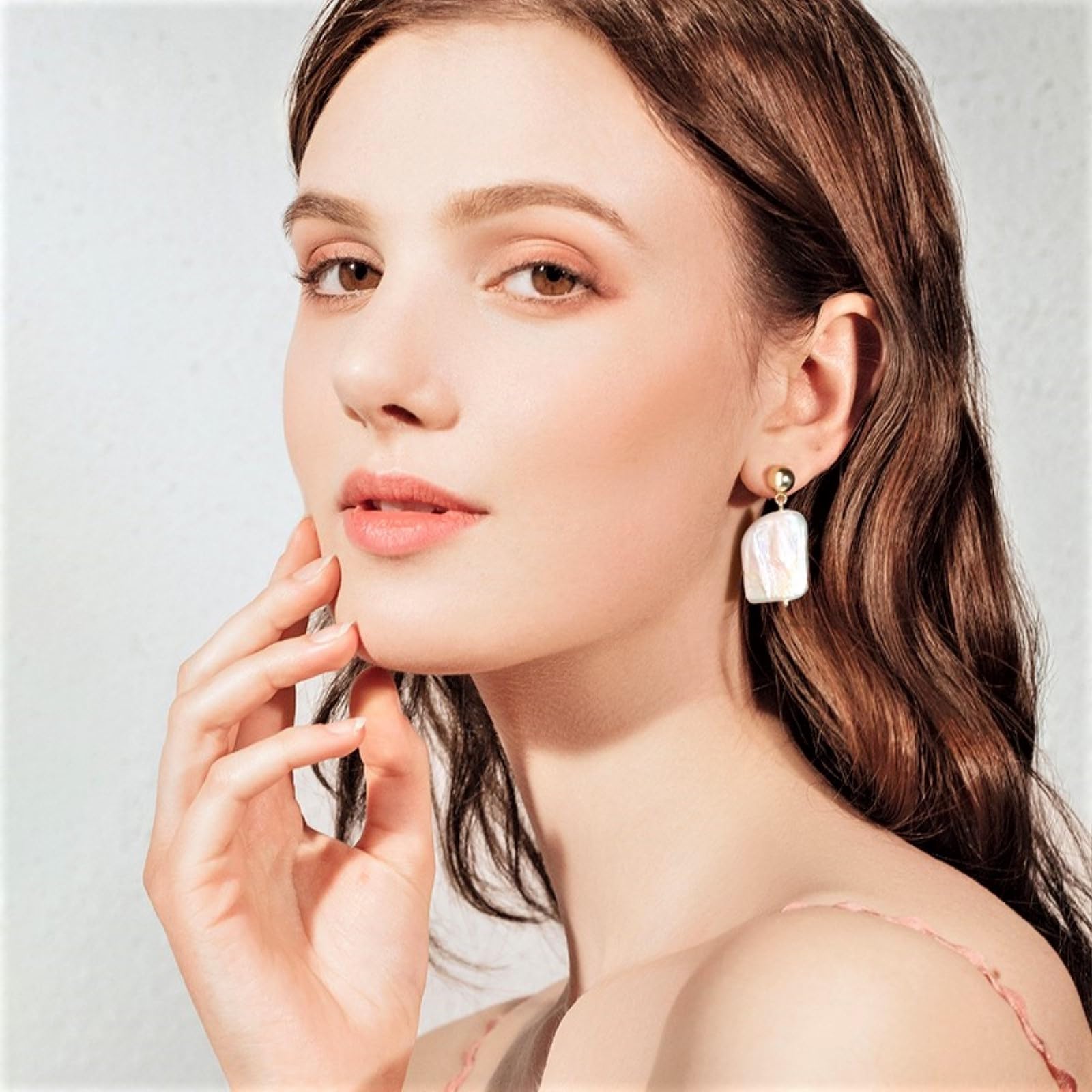Orecchini Pendenti di Perla Barocca in Argento Sterling 925 Orecchini di Perle Orecchini Placcati in Oro 14k Perla Coltivata d'Acqua Dolce