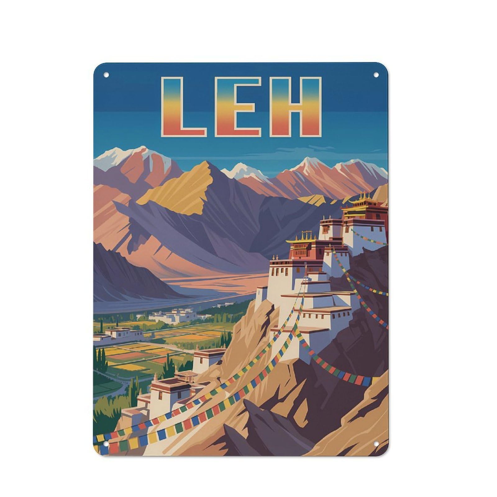 Junmoney Style-4 Rustic Tin Sign 40X30cm Featuring Leh Travel For Living Room Wall, For Room Styling Across Living Rooms And Feature Walls