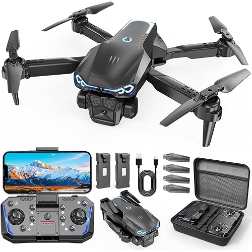 Foldable 1080P Drone with Camera for Kids & Beginners, Easy to Fly Toy Gift for Boys & Girls, One-Key Start, 3D Flips, Gesture Selfie, 2 Batteries