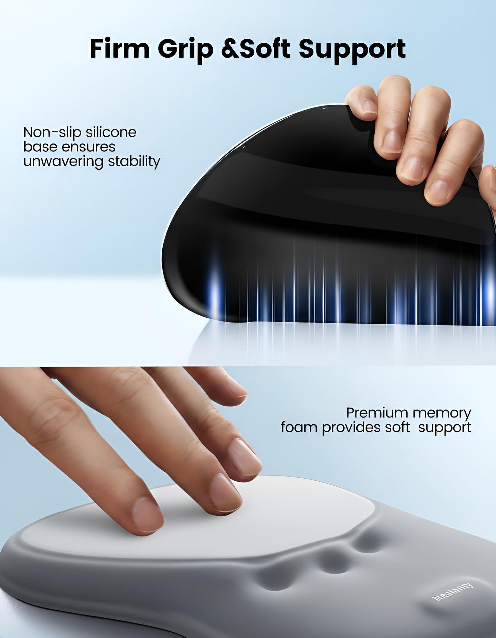meatanty Ergonomische muismat met polssteun, zachte gel en traagschuim muismat voor pijnverlichting - antislip, huidvriendelijk, esthetische zwarte muismat voor kantoor, laptop, gaming gebruik