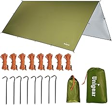 Unigear Hammock Rain Fly, 16.4/14.4/13/10ft Camping Tarp, UV Protection & Waterproof & Lightweight for Camping, Backpacking and Outdoor Adventure (Green, 14.4 * 14.4ft)