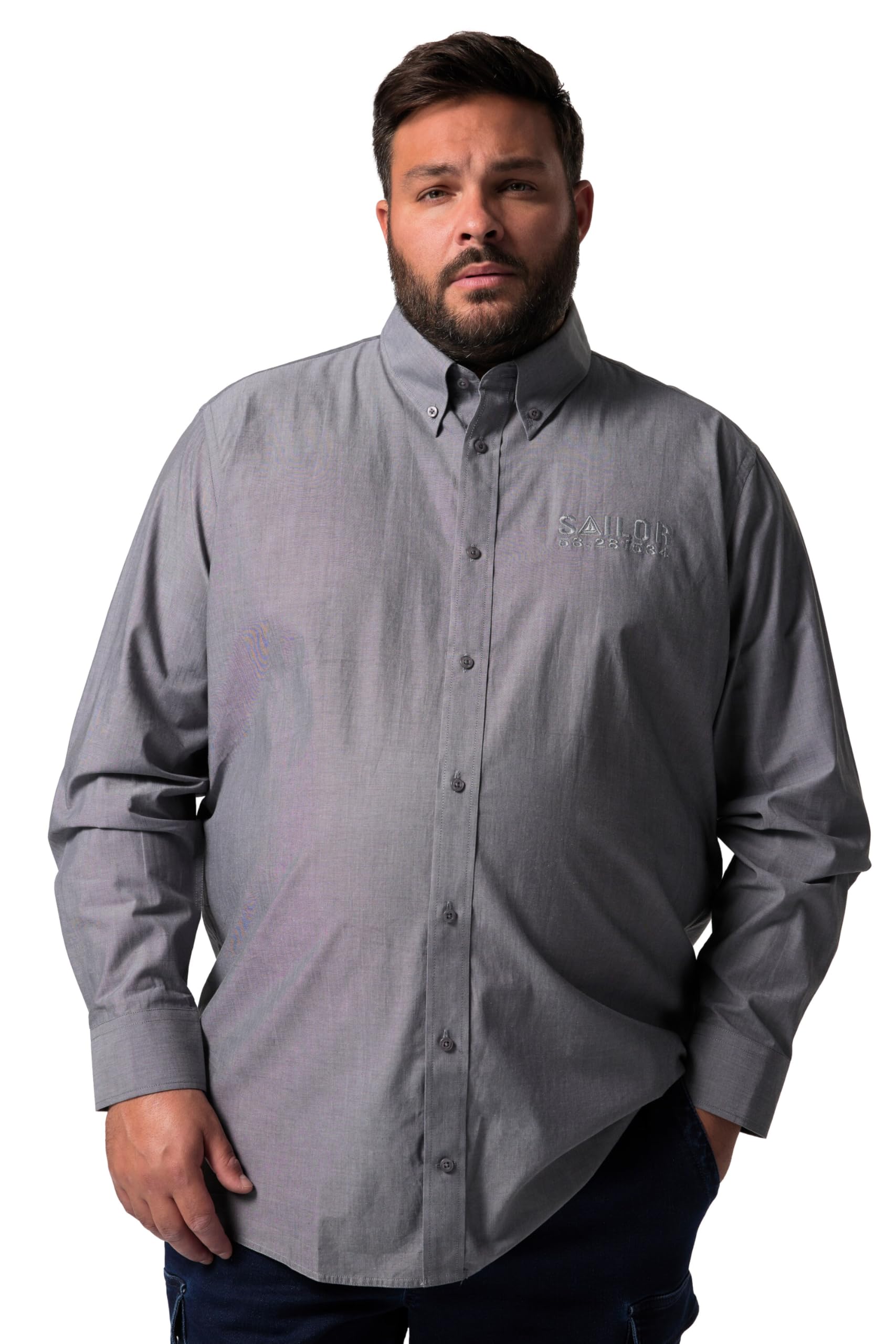 Men Plus Herren große Größen Übergrößen Menswear L-8XL Hemd, Langarm, Buttondown-Kragen, Comfort Fit 834442