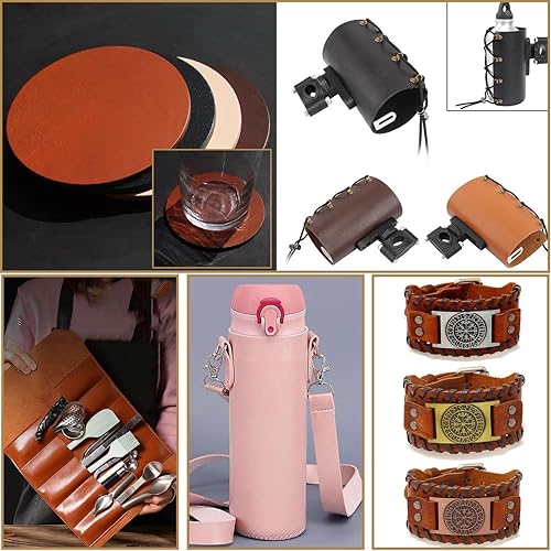 Vista 12 de Picheng Tooling - Hojas cuadradas de cuero sintético de 13.78 x 26 pulgadas de grosor para manualidades, costura, aretes, billetera, pasatiempos