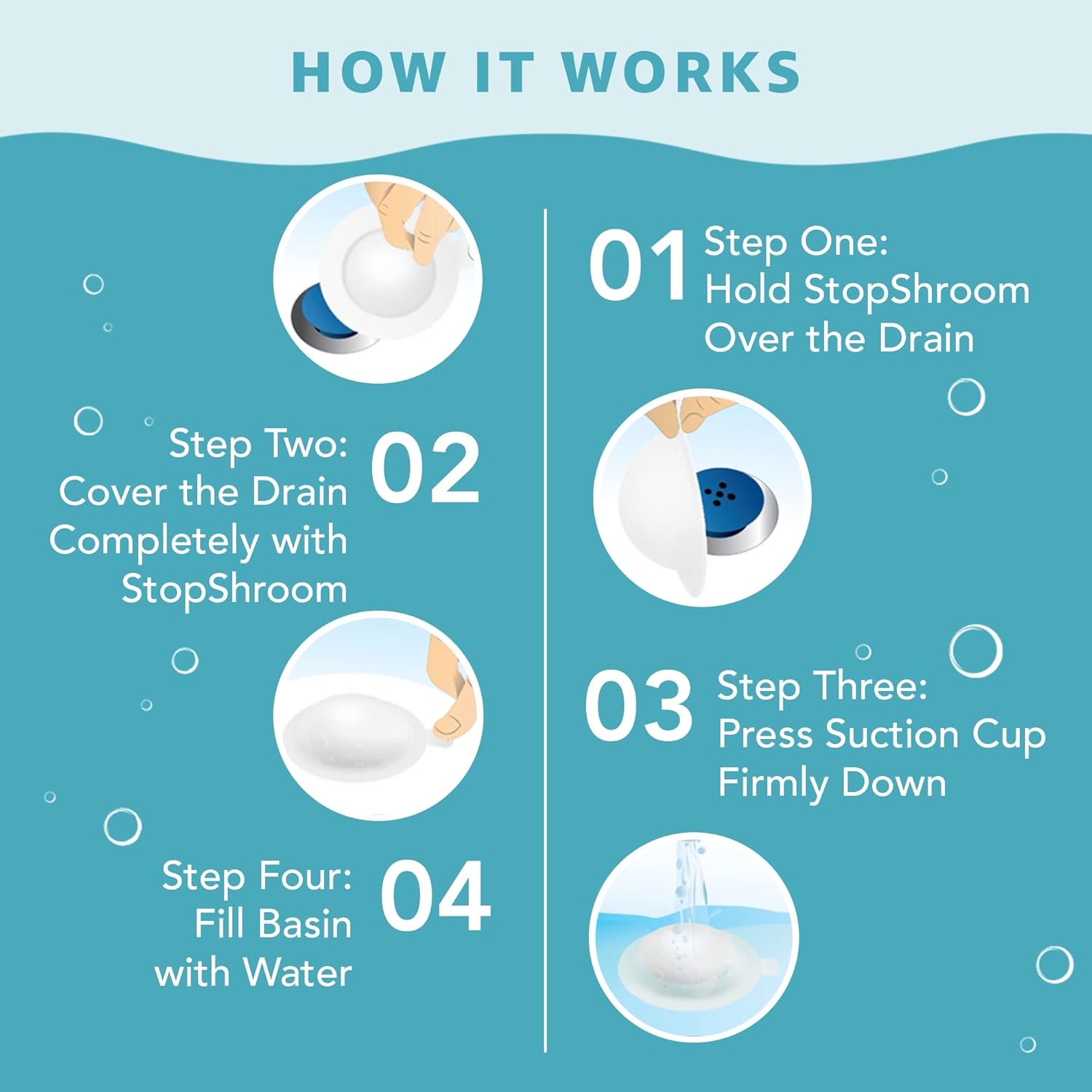 Universal White Silicone Drain Stopper with Suction Cup