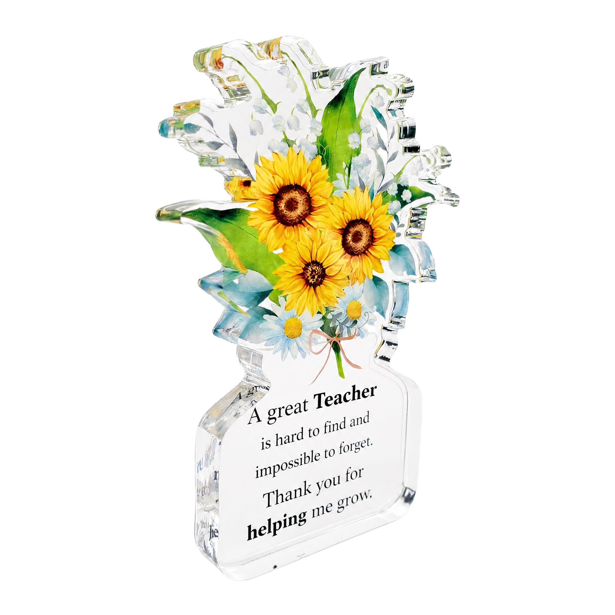 Teacher Gifts Acrylic Plaque Thank You Gift, Leaving Gifts for Women, Appreciation Desk Decor Sign for Mentor Tutor Coworker, End of Year Retirement Graduation Back to School Gift (Flower)