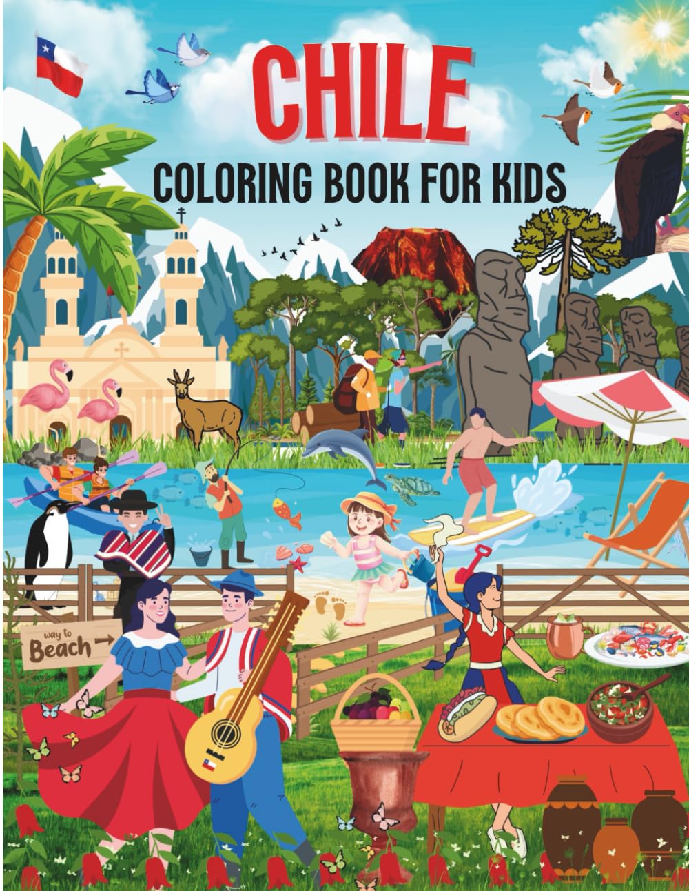 Chile Coloring Book for kids with facts