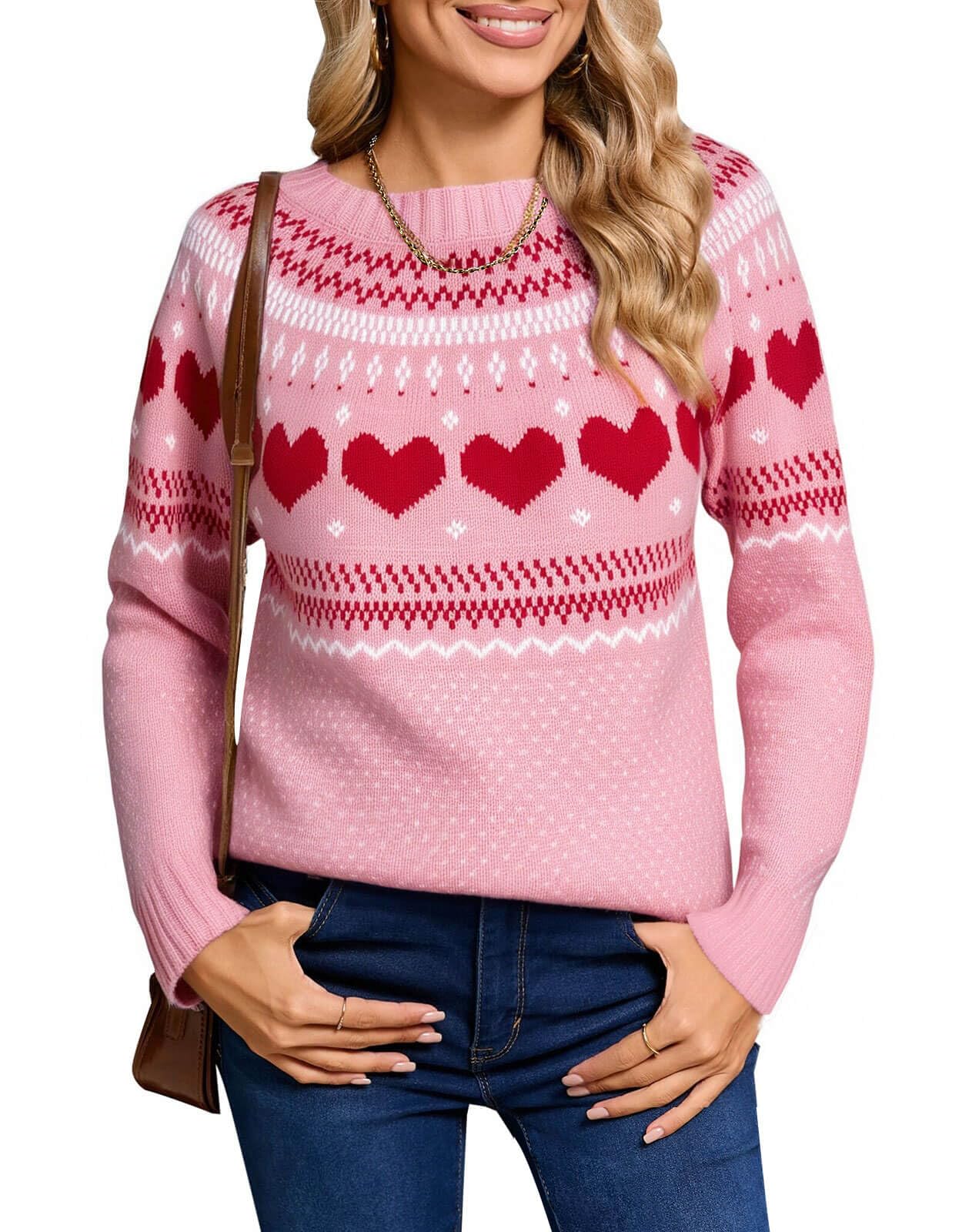 Women's Vintage Fair Isle Pullover Sweater Lightweight Knit Tops-image-2