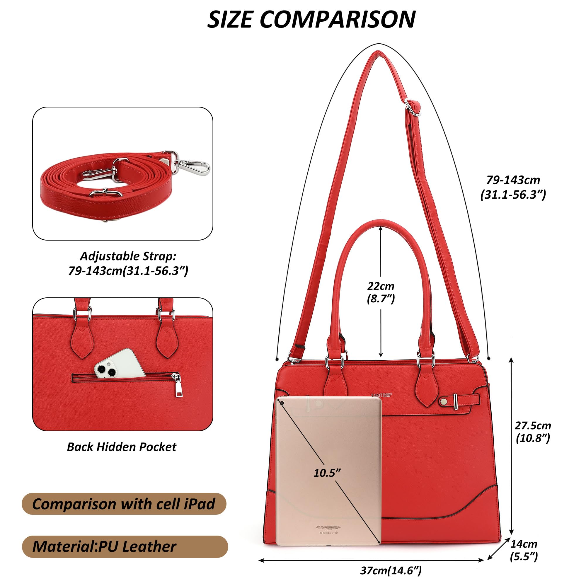 TANTOMI Borsa da donna, borsa a tracolla semplice con cerniera per lavoro casual