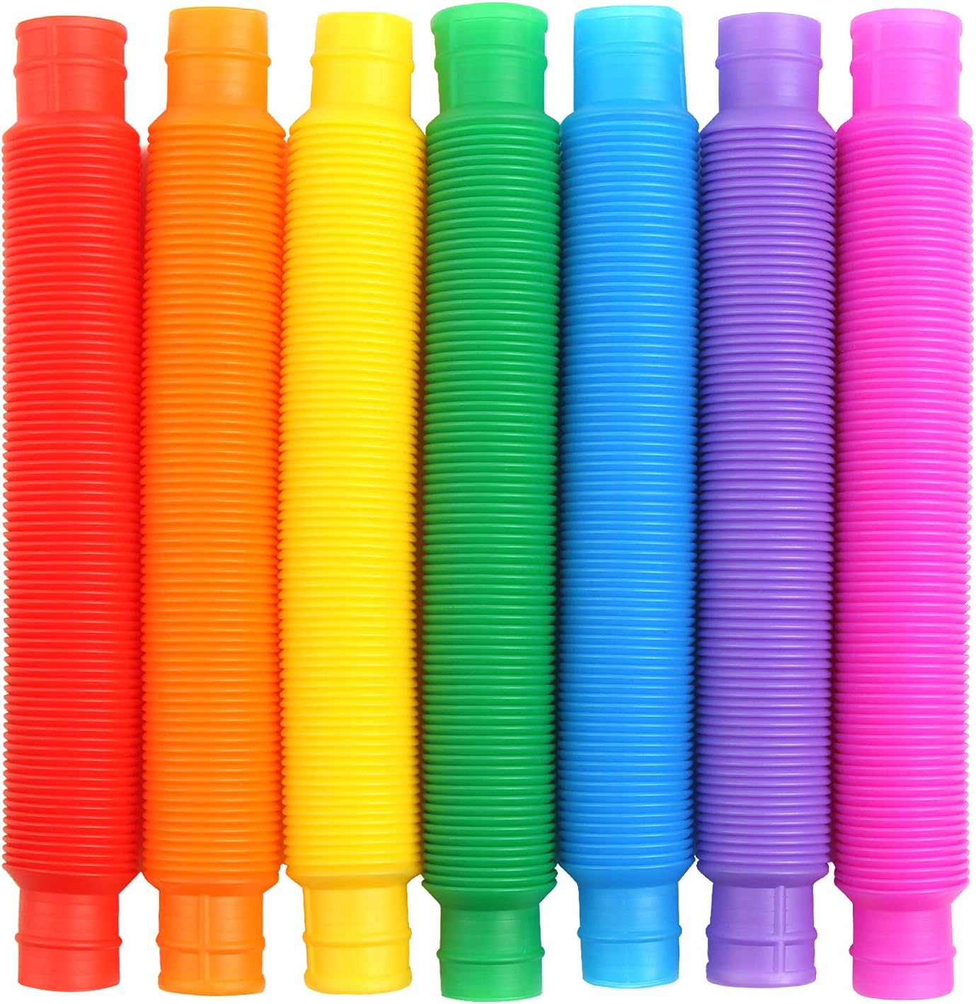 FINGOOO 7 Pieces Jumbo Pop Toobs Fidget Toys,Pop Tubes Sensory Toys for Kids Adults DIY Decompression ADHD Autism