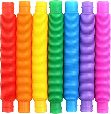 FINGOOO 7 Pieces Jumbo Pop Toobs Fidget Toys,Pop Tubes Sensory Toys for Kids Adults DIY Decompression ADHD Autism
