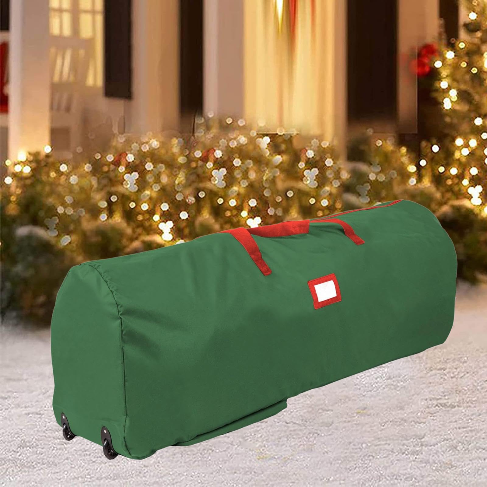 Borsa Portaoggetti per Albero di Natale con Ruote per Riporre in Sicurezza Gli Articoli Natalizi, Verde