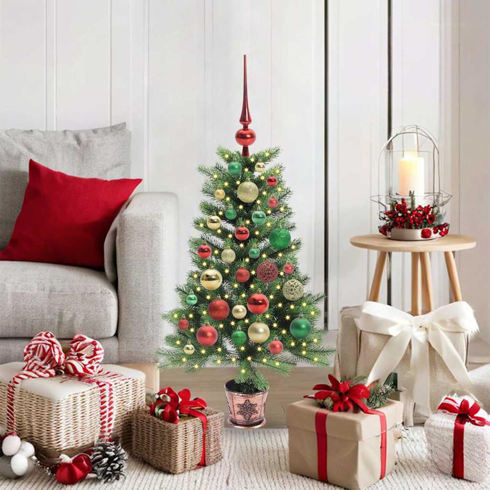 Árbol de Navidad PVC LED Tidyard elegante con luces integradas para decoración interior y exterior