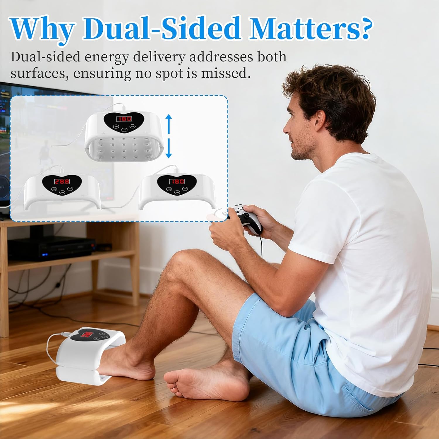 Home Nail Fungus Device, Nail Fungus Cleaning Device or Toenails & Fingernails, Plug-In, Split or Combined Use, Adjustable 120S, 180S, 300S Timer