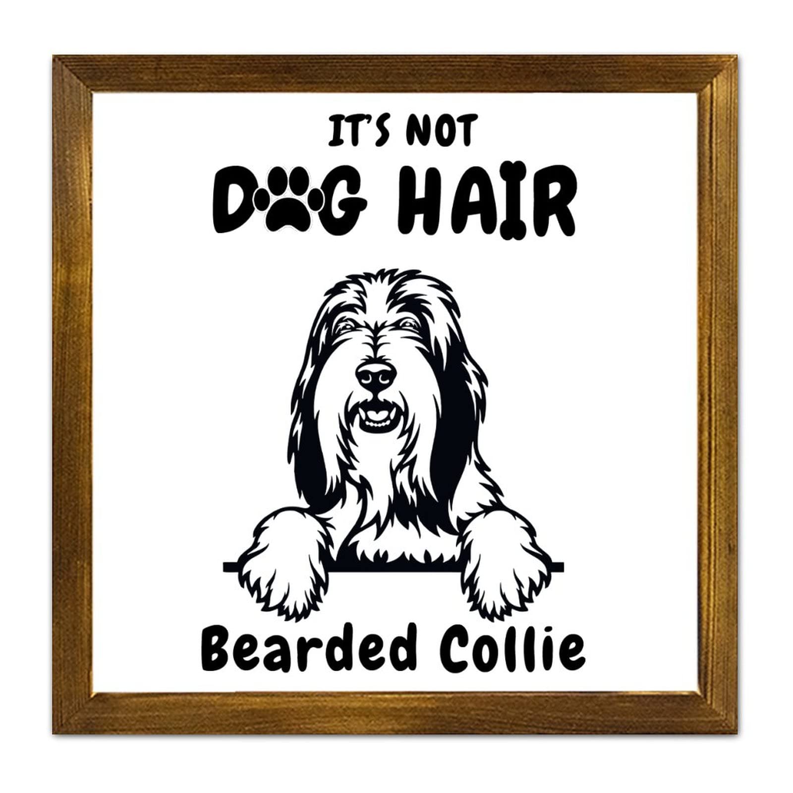Panneau en bois Bearded Collie, décoration murale classique haut de gamme