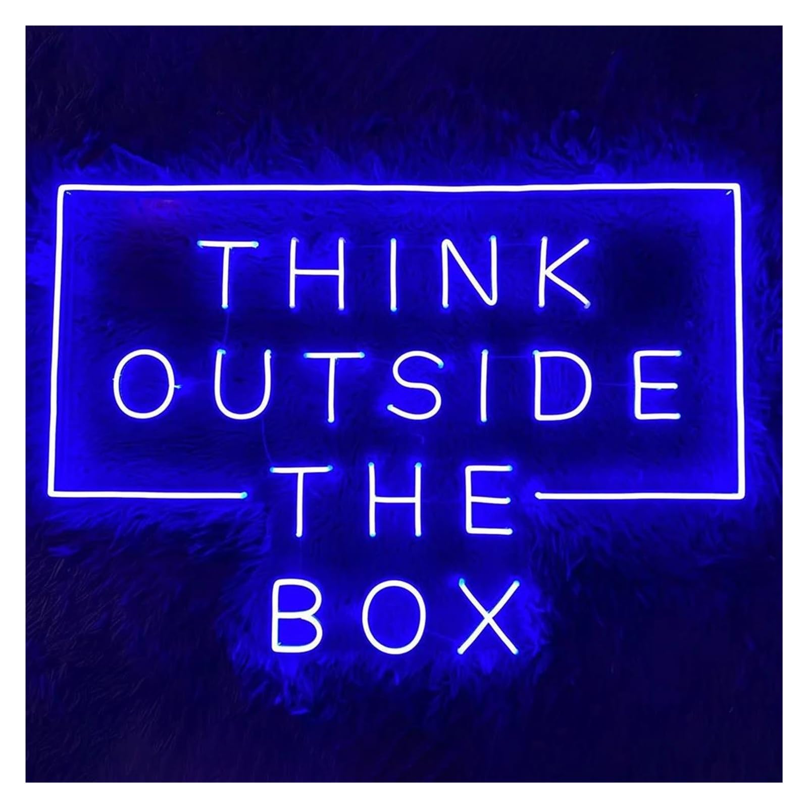 SHOUXI Sign Lamp Think Outside The Box Neon Sign Room Bedroom Home Decor Bar 60cm(Blue)