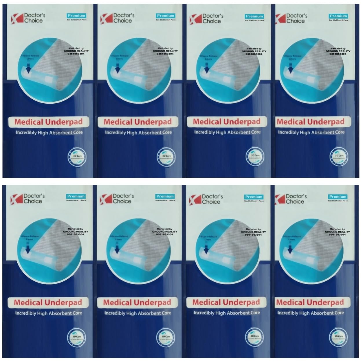 Doctors Choice Underpads Single Sheet 1 Pack for Adults Elders Newborn Baby Bed - Super Absorbency Incontinence Under Pad, Leak Proof with Prime 3D Gel Core, Anti Slip Tape 60x90 Large Size-image-1