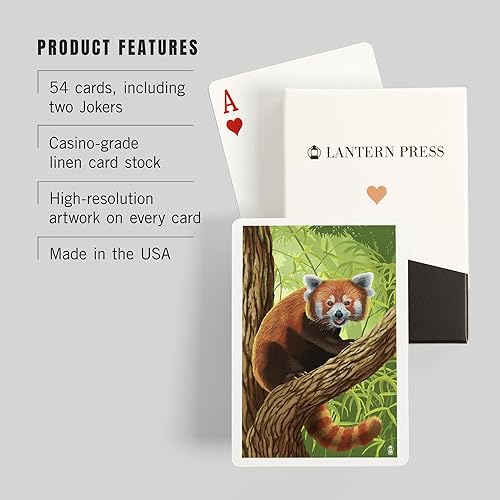 Miniatura 3 de Lantern Press Panda rojo (52 cartas de juego, baraja de cartas de tamaño póquer con comodines)