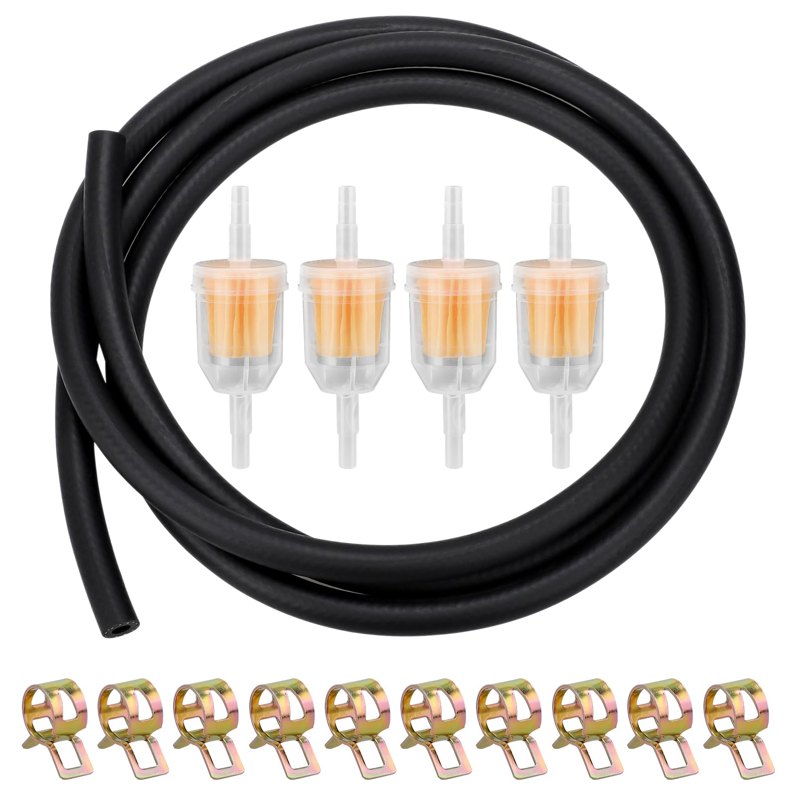 Kit Tubo Benzina Per Moto - 2m Tubo + 2 Filtri + 10 Fascette - &Oslash;5mm