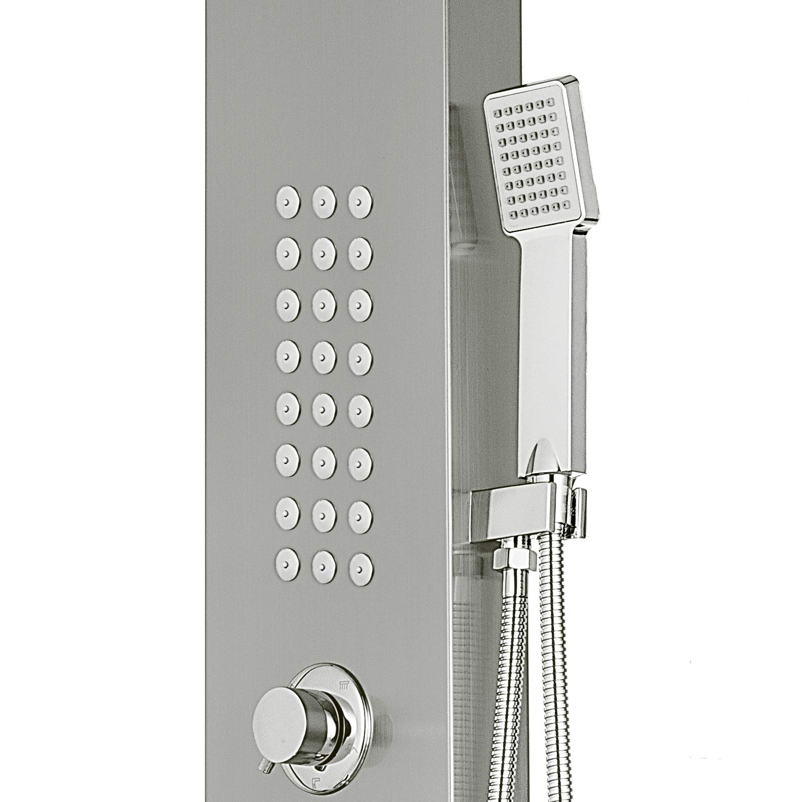 Panel de Ducha de Acero Inoxidable Columna de Hidromasaje 5 en 1 Columna de Hidromasaje para Hogar Hotel (Separado, Plata cepillada)