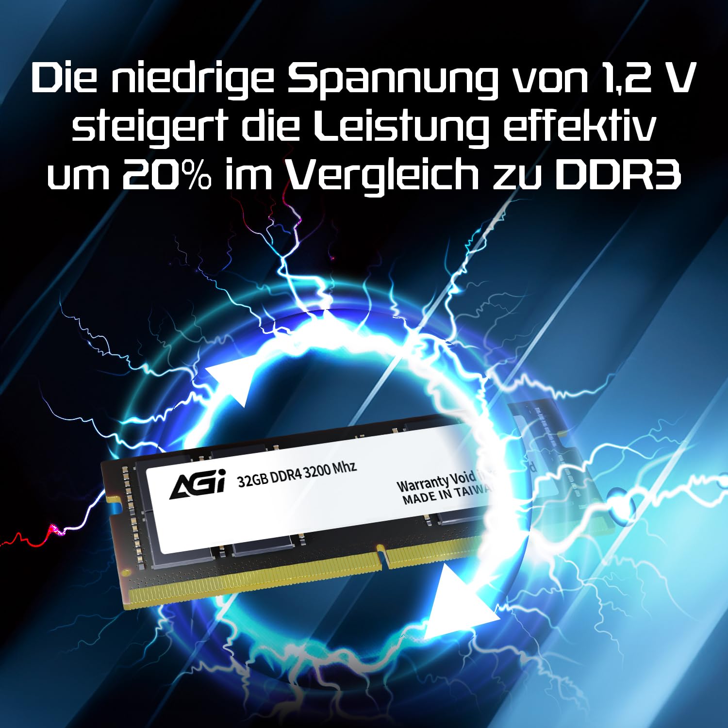 AGI SD138 32GB DDR4 RAM SODIMM 3200 MHz 260 Pin Arbeitsspeicher Laptop | Latenz CL22, Non-ECC Speichermodul, Zuverlaessiges Hardware Upgrade voll kompatibel mit Laptops und Notebooks