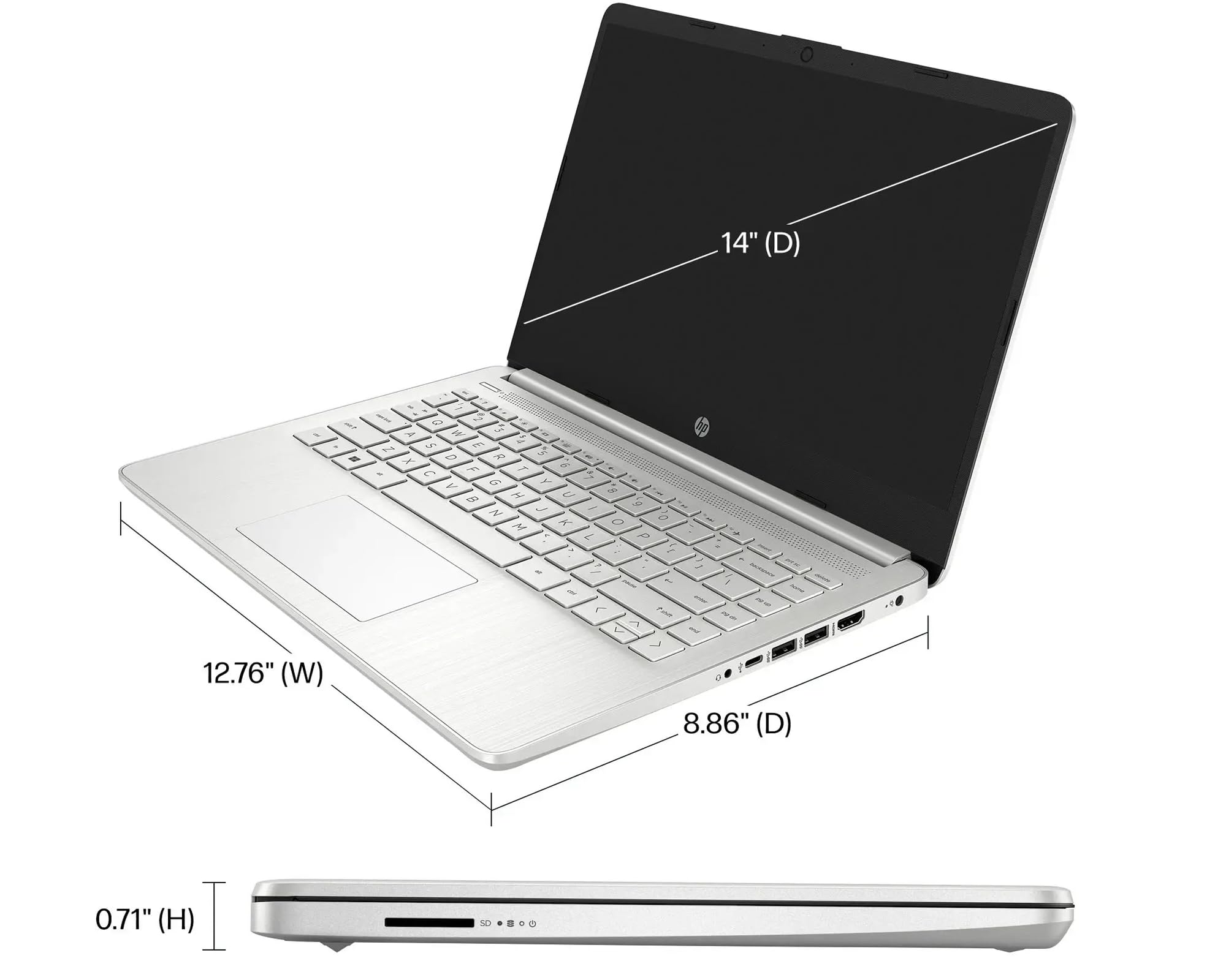 HP AI-Powered 14" HD Laptop with Microsoft Office and 1TB Cloud Storage Included for 1-Year| 16GB RAM| 128GB SSD & 128GB Portable SSD| Intel 4-Core CPU| Webcam| Ultra Portable |Windows 11| RK Bundle