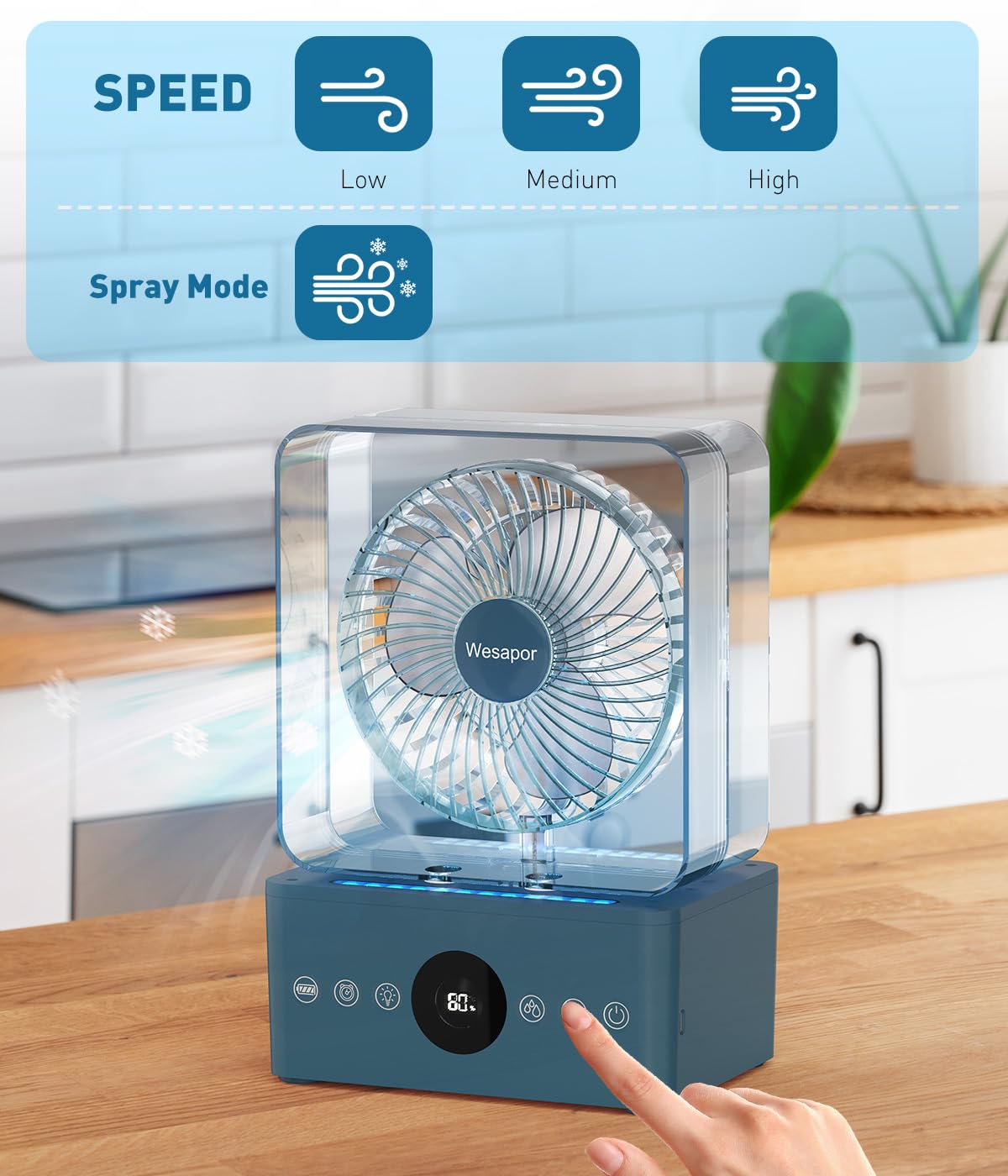 Portable Air Conditioner Cooling Fan with 3600mah battery, 1000ml