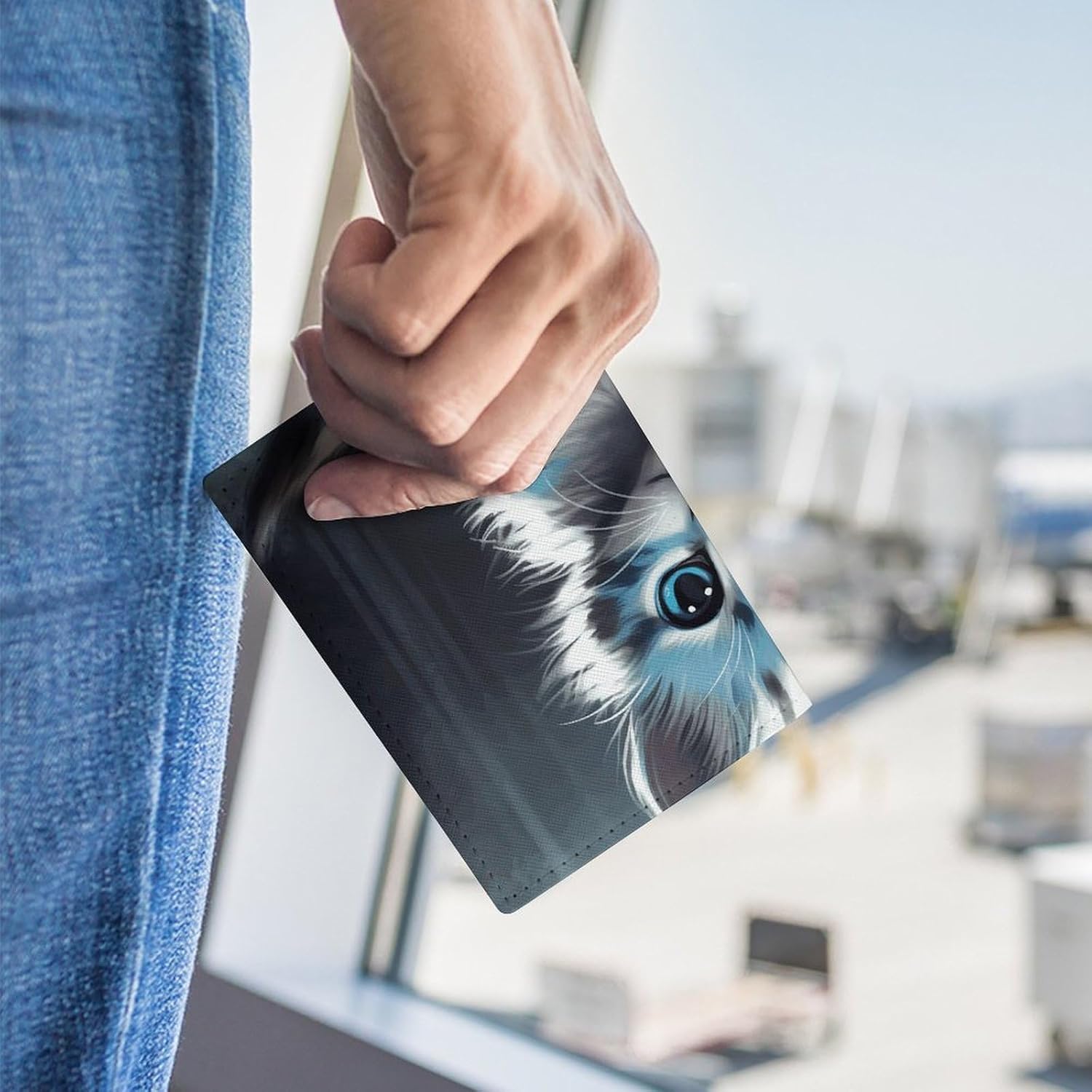 Passport Holder Passport Book Leather Passport Cover Card Holder Striped Cat Travel Wallet for On Business Trip, Travel Gifts